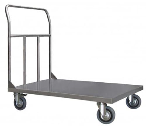 Carrello pianale singola sponda cm.120x80 acciaio inox Kg.500 per industrie alimentari chimiche cucine mense ospedali 044-FINOX