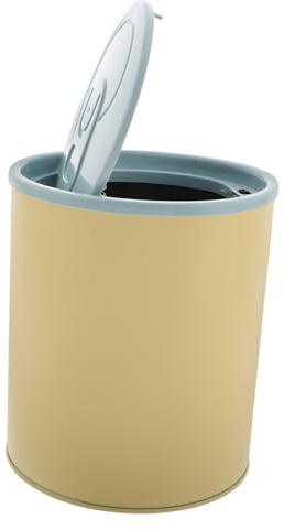Healifty Petite Poubelle Bureau Acier Inoxydable avec Couvercle à Pression à Ressort Mini Poubelle Table Compacte pour Bureau Chambre et Voiture Design Odeurs