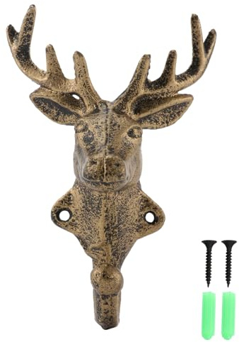 Alipis 2 piezas Gancho de Pared de Hierro Fundido con Cuernos de Ciervo Vintage de Decoración Rústica para Colgar Ropa y Accesorios Hogar y Jardín
