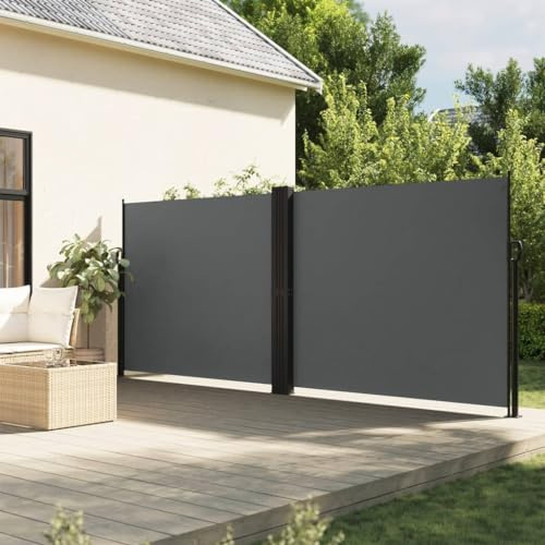 Garden Privacy Screen, Side Awning Extendible Anthracite 160 x 600 cm for Balcony, Pool, Patio
