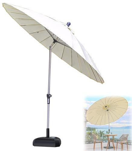 Aluminum Patio Umbrella with Crank & Tilt Outdoor Sunshade Parasol with Base for Backyard Deck Balcony - Perfect for Summer Relaxation & Protection