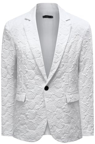 YFFUSHI Blazer Uomo con Motivo Jacquard Taglio Slim Revers a Sbalzo Elegante per Cerimonie