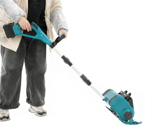 Pala da neve elettrica da 500 W, senza spazzaneve a batteria, 28 cm di larghezza con 2 batterie da 1500 mAh e asta telescopica, potente spazzaneve per una rapida distanza di lancio fino a 8 m