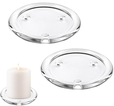 2 Stück 10 cm Kerzenuntersetzer Glas, Runde Kerzenteller, 4 Zoll Transparent Kerzenständer Glas, Glasuntersetzer für Duftkerzen, Kerzenhalter für Hochzeiten Wohnzimmer Esszimmer Party