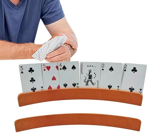 Kartenhalter Für Spielkarten, Holz-Freisprech-Spielkartenhalter-Aufbewahrungsständer | 2 Stück Pokerhalter Organizer Ständer Racks Tablett Kartenspielzubehör Für Poker, Canasta, Binokel, Kinder Erwach