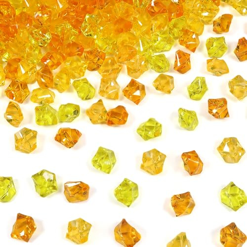 TOAOB 300 Stück Gelb Serie Acryl Dekosteine 11 mm X 14 mm Glitzersteine | Für Tischdekoration, Vasenperlen Vasenfüllung, Esstisch Deko Kristalle, Streudeko Glitzer Brillanten, Grußkarten DIY
