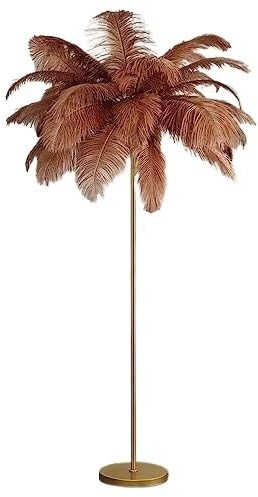 MRVAKDYDI Lampadaire Moderne en cuivre, Lampadaire Palmier Plume 1,6 m de Haut Multicolore 3 Températures de Couleur LED Interrupteur au Pied