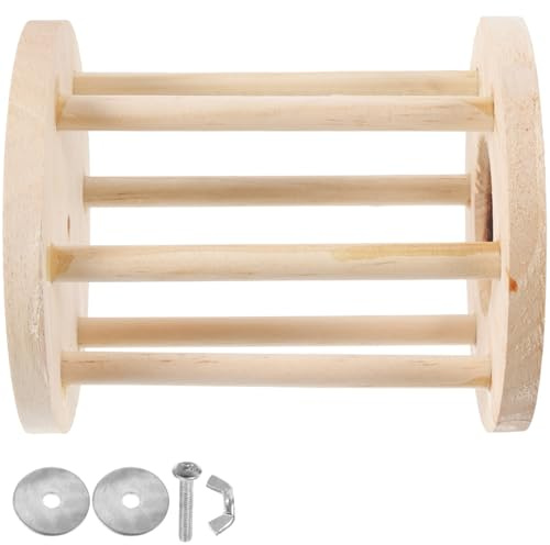 Holzfutterspender für Kaninchen mit Grasgestell und Fixator | Käfigeinsatz, Zaun Design in Khaki, Hält den Stall Sauber und Futterverlust