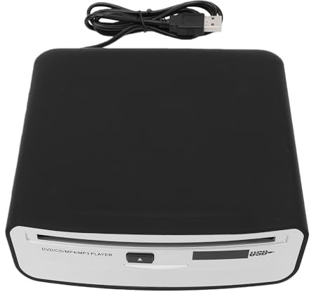 Asixxsix Lecteur CD Portable pour Voiture, Reprise de Lecture Antichoc, Lecteur CD DVD Externe à Double Interface, pour Véhicules sans Audio intégré, Navigation Automobile, TV, PC