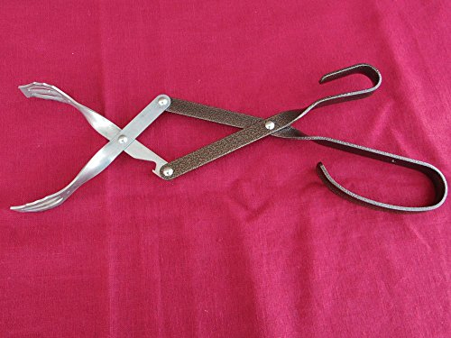 V-Tong Grillzange 51 cm Kupfer Hammerschlag BBQ Zange Modell Western mit Griff aus Olivenholz