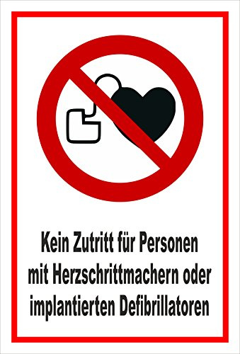 Melis-Folienwerkstatt Schild Für Herzschrittmacher verboten - P007 – 30x20 cm – 3mm Hartschaum – mehrere Größen/Materialien