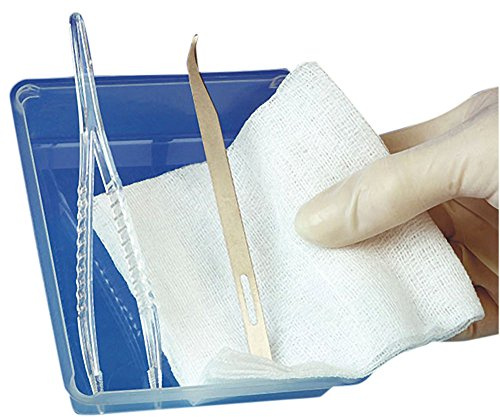 Fadenzieh-Set steril, Fadenmesser, Einwegpinzette, Auffangschale, Mullkompresse Kosmetex 4-teilig, steril verpackt (10 Pack)