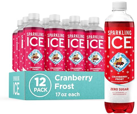 Sparkling Ice, Cranberry Frost Sparkling Water, Zero Sugar Flavored Water, with Vitamins and Antioxidants, Low Calorie Beverage, 17 Fl Oz (Pack of 12)