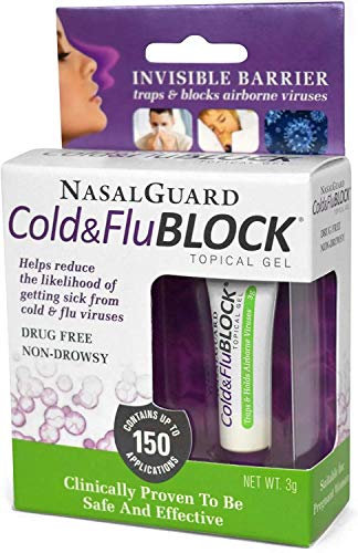 NasalGuard Allergy Relief and Allergen Blocker Nasal Gel - Drug-Free and Proven Safe for Pollen Allergy Sufferers, Approved for Airplane Travel (3 Gram, Cold & Flu)