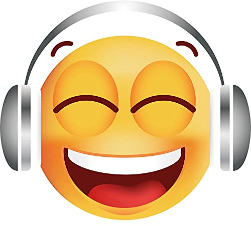 kleberio Aufkleber lachend Musik hören Mir Kopfhörern wetterfest Autoaufkleber Wohnmobil für Helm Mülltonnenaufkleber Wohnwagen Moped LKW Coole Sticker Set Car Sticker Aufkleber Auto Pkw10 x 10 cm