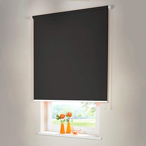 Sonnenschutz-HH® - Seitenzugrollo Verdunkelungsrollo - Außenmaß Breite 240 x 200 cm Höhe dunkelgrau - Lichtundurchlässig Blickdicht Rollo für Abdunkelung Kettenzugrollo inkl. Universalträger