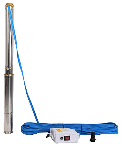 SHYLIYU Edelstahl Tiefbrunnenpumpe Tauchpumpe 2.5 Zoll, 370W, 2800 L/H Garten/bewässerung oder Heimgebrauch Schmal Brunnenpumpen mit Schaltkasten