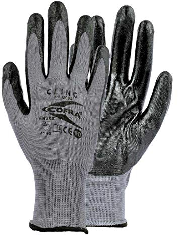 Guanti da lavoro professionali in nitrile, guanti protettivi in nitrile, guanti di sicurezza, guanti di montaggio, grigio Cling 7-11 (10)