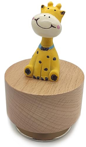 falado Mini Wooden Animal Rotary Music Box with Cute Giraffe Ornament (Tune: You are My Sunshine)
