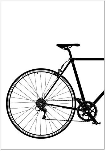 Panorama Leinwandbild Klassisches Fahrrad in Schwarz und Weiß hinten 21x30cm - Gedruckt auf Leinwand - Wandbild Wohnzimmer - Dekoration Schlafzimmer