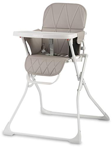 Ricokids Hochstuhl Kindersitz mit abnehmnbarem Tablett Fußstütze Sicherheitsgurt Zusammenklappbar leicht platzsparend Rickids (Weiß-Grau) 7096
