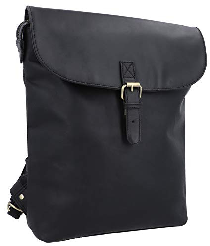 Gusti Leder Mauro G Rucksack Fahrradrucksack Lenker Tasche Leder City Backpack Damen Herren KlickFix Adapter inklusive, Schwarz