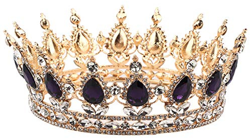 Vintage Crown, Crystal Costume Queen Crown for Women, Rhinestone Pageant Tiara Headband, Princess Crown Hair Accessories for Bride, Halloween Party Birthday Headdress
