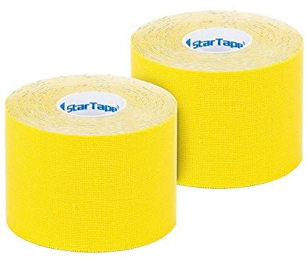 SL StarTape power - Kinesiologietape, Sporttape aus Baumwolle, selbstklebendes Physiotape, wasserabweisend, hautfreundliches Taping, 5 x 550 cm, gelb, 2er Set