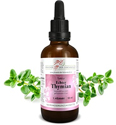 Thymian Tinktur, 50 ml, Thymus vulgaris Tropfen (1:4 Extrakt), Premium Qualität, Hergestellt in Österreich, Nahrungsergänzungsmittel, Thyme, Vegan