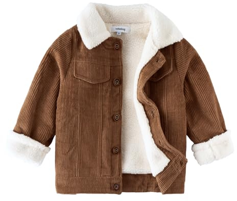 Volunboy Enfant Garçon Veste Polaire Hiver Chaud Velours Côtelé Blouson Doublé Sherpa Manteau
