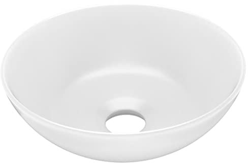 Waschbecken Rund Aufsatzwaschbecken für das Badezimmer und Gäste-WC, Waschschale ohne Hahnloch und ohne Überlauf, Aufsatzbecken Handwaschbecken, 28 x 10 cm Mattweiß