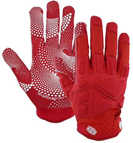 Seibertron G.A.R.G 2.0 Gel Filled Patentiert Anti-Impact Ultra-Stick Football Sports Receiver/Empfänger Handschuhe Gloves Youth Red M