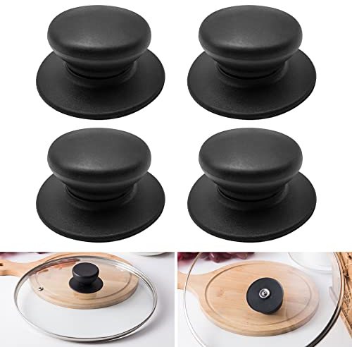 Set mit 4 Ersatz-Knöpfen für Topfdeckel, Universal, abnehmbar für Griffe und Deckel mit Befestigungsschrauben - geeignet für Töpfe, Kochtöpfe, Wasserkocher und Küche