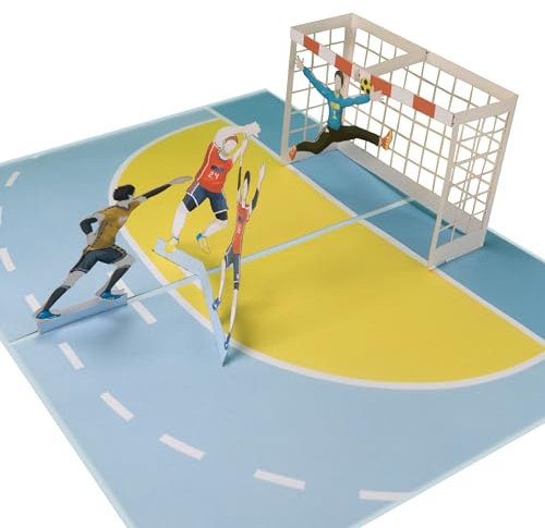 Sweetpopup® 3D Pop-Up Karte Handball Spiel – Sportliche Glückwunschkarte für Handballspieler & Fans – Geschenk für Geburtstag & Training, 165
