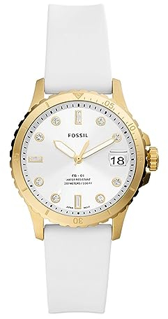 Fossil Damenuhr FB-01 3-Zeiger-Werk Datum Edelstahl goldfarben, ES5286
