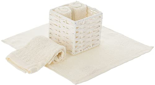 Casatessile Lavette Bagno con Cestino in Tessuto Set 4 pz. Simply Asciugamani Piccoli Ospiti, Lavette Neonato - Crema