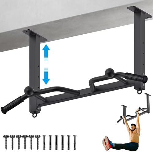 Kipika Heavy Duty Ceiling Mounted Pull Up Bar, Highly Adjustable, Multifunctional Chin Up Bar, Body Workout Home Gym System