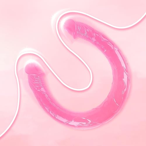 DN-Pink 18.11 Inch Both Ends Play for Man and Women Realistic Classic Hands-Free Suction Cup Double Ended Tool Real Feel Soft Flexible for Relaxation