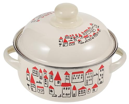 Olla esmaltada Cacerola esmaltada Cacerola esmaltada Cazuela Estofado Olla Cazuela Plato con tapa Olla vintage Olla para caldo Sartén estofada con tapa Olla para sopa vintage Olla de cerámica binaural