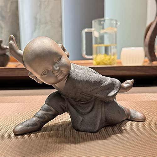 Cutfouwe Buddha Statue Mönch Figur Keramik Kung Fu Buddha Figuren Deko,Kreative Basteln Puppen Ornamente,Geschenk,Fein Kunsthandwerk,Tee Zubehör,1