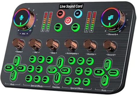 TsoLay Gaming Audio Mixer, Streaming Audio Mixer, Audio Interface Sound Card for Live Streaming, Podcast Recording, PC, Guitar Easy to Use
