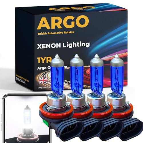 Argo 4 Pcs H11 Headlight Bulb 55w Xenon White 6000k 12v PGJ19-2 Front Fog Light Bulb Lamp Car Van Main Dipped High Low Beam Halogen Bright Upgrade H11 711 Car Headlight Bulb H11 Bulb