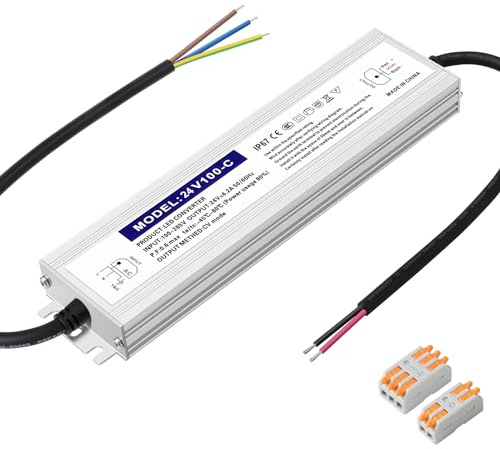 Karyoosi LED Transformateur 24V 100W 4.2A, Alimentation 24V, Transformateur 230V à 24V DC, Étanche IP67 pour Éclairage LED Intérieur et Extérieur