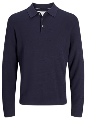 JACK & JONES Men's Jprcccooper Knit Polo LS, Night Sky, M