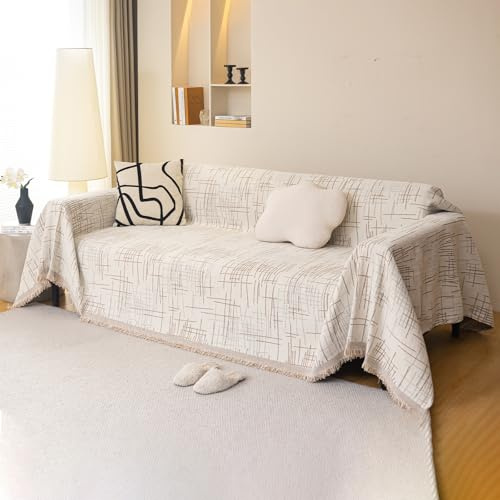 VanderHOME Weiche und Atmungsaktive Sofaüberwurf,Decke für Sofa Großer Sofaüberwurf Cooler Decke,Ideal Fürs Sofa,Sessel,Tagesdecke,Tischdecken 180 * 340cm-Khaki