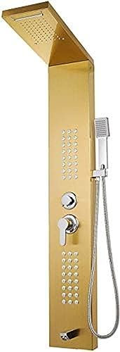 Duschsäule Kopfbrause Regenduschsäule Edelstahl Hydromassage Wasserfall Handbrause-Gold,Gold