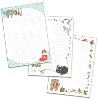 3 Blöcke Notizblock liniert Weihnachtsbriefpapier Weihnachten Weihnachtspapier Brief an Weihnachtsmann Kindermotiv für Jungen Mädchen (3 Blöcke/Variante 5 mit je 25 Blätter in A5-Format)
