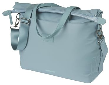 Basil Manhattan Fahrradhandtasche - 12L, Hellblau, Wasserdicht, Hergestellt aus recyceltem Polyester (IPX3), Ideal für Pendeln und Alltag, Blau