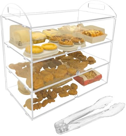 Cityjoy Commercial Bakery Vitrine, Glasschrank für Gebäck und Backwaren (3 Etagen mit Griff)