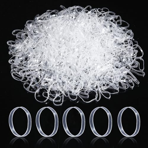 Kleine Transparente Gummibänder für Haarbänder Gummibänder Mini Kleinkind Zöpfe Pferdeschwanz Halter für Mädchen Kinder dicke Haare keine Beschädigung Handwerk Büro 1000pcs -2,2cm